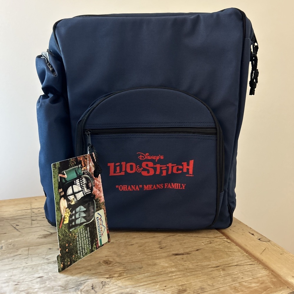 2002 Disney's Lilo and Stitch Picnic Backpack Insulated 4 Place Settings Glasses